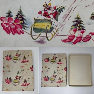 SCATOLA REGALO NATALE VINTAGE Babbo Natale slitta giocattoli regali elfi neve pino comico - Foto 1 di 21