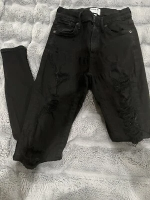 Agolde Black Jeans Women's Distressed Denim Casual Pants Black Size 26 Or Size 2 - Image 1 of 4