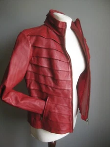Chaqueta de cuero roja de motociclista 12 10 steampunk militar vintage Neiman Marcus - Imagen 1 de 21
