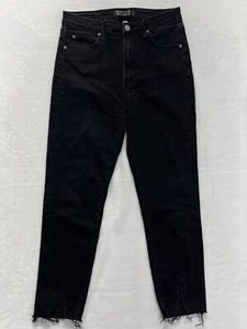 Jeans Leith Negro Recortado con Dobladillo Crudo Cintura Alta Mujer 27 - Imagen 1 de 15