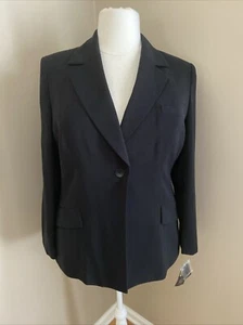 Kasper Black Collared One-Button Pockets Lined Blazer Woman’s Plus Size 18 - Picture 1 of 10