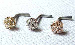 1 Stck. CZ Edelstein Cluster Blume L-Bogen 20 g Nasenring Stecker Schraube 316L Chirurgenstahl - Bild 1 von 8