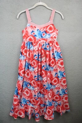 Maxi Vestido Babydoll de Verano para Niña Bonnie Jean-Talla 10-Rojo Blanco Azul-Sedoso Foto 1 de 4