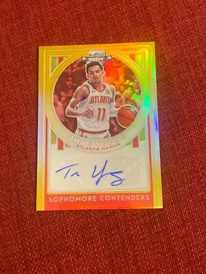 Trae Young 2019 optic sophomore contenders gold auto autograph #8/10 - Image 1 of 2