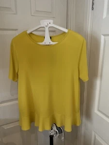KIM & CO Top Size XL New Tags Fluted Bottom Short Sleeve Sunny Yellow Smart - Picture 1 of 5