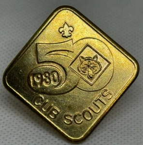 BSA 1980 Cub Scouts - 50 YEAR - metal neckerchief slide - Picture 1 of 2