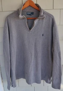 Men's POLO RALPH LAUREN 1/4 Zip Gray COTTON SWEATER, Pullover - Sz XL - Picture 1 of 3
