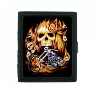 Skull D14 Small Black Case Card Money Holder - Picture 1 of 3