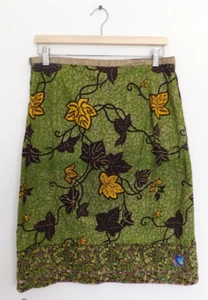 Dosa 2007 Green Brown Floral 100% Cotton A-Line Skirt 3 (30" Waist) - Picture 1 of 8