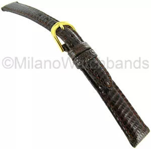 13mm Hadley Roma Genuine Lizard Stitched Padded Brown Ladies Watch Band LS715 - Picture 1 of 3