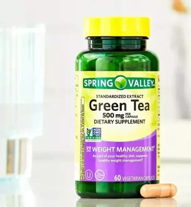 Extrato de chá verde Spring Valley cápsulas vegetarianas, 500 mg, 60 unidades - Imagem 1 de 4