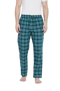 Mens Pajamas Lounge Pants Bottoms Nightwear Green Checked Plaid Trousers Pyjama - Picture 1 of 8