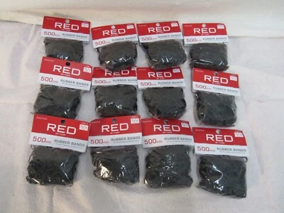 Lot of 12 Red By Kiss Assorted Rubber Bands HRB10 1" & 1/2" 500 Per Pack - Image 1 of 4