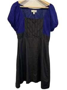 Moulinette Soeurs Dress Size 6 Black And Blue 100% Silk - Picture 1 of 8
