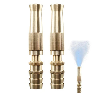 Solid Brass Garden Spray Nozzle 8cm Adjustable Twist Water Hose 2 PACK - Picture 1 of 12