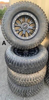 A - CAN AM X3 MAVERICK 1000 15" SYSTEM 3 BEADLOCK WHEELS 4/137 30" HOOSIER TIRES - Image 1 of 4