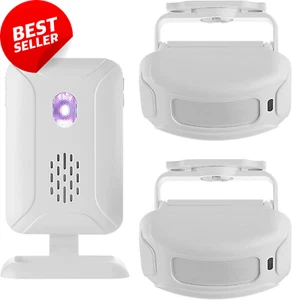 Wireless Motion Sensor Alarm Home Security System 2 Sensors 1 Receiver Doorbell - Picture 1 of 12