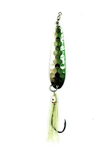 Salmon Spoon McOmie's 3 1/4" "Green/Nickel" Hex Pat. w/Hoochie - Picture 1 of 1
