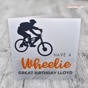 Personalised Boys Male Birthday Card Mountain Bike Son Grandson Husband Brother - Picture 1 of 9