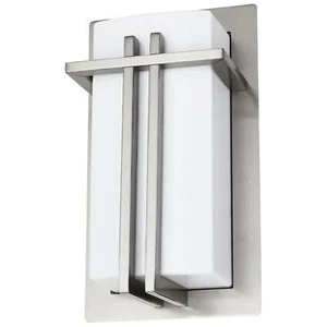 Square Wall Sconce Light, E26, 60W, Opal Shade Lantern, A19 Brushed Nickel, 120V - Picture 1 of 2
