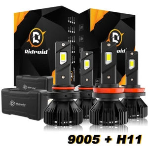 9005 H11 LED Headlights Kit Combo Bulbs 6500K High Low Beam Super White Bright - Picture 1 of 11