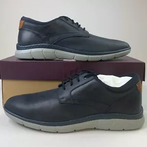 Johnston & Murphy Men Parsons Plain Toe Oxfords Navy Leather Lace-Up Shoe Sz 10M - Picture 1 of 11