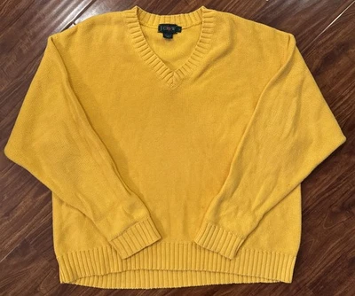 Suéter de Algodón Tejido Grueso Etiqueta Oarsman J.CREW De Colección Amarillo Cuello en V Para Mujer Talla L Foto 1 de 4