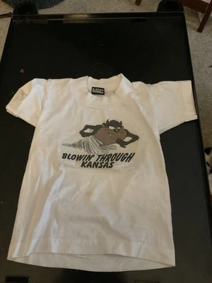 Vintage Looney Tunes Taz Tasmanian Youth 2-4 Blowin’ Through Kansas T Shirt - Image 1 of 3