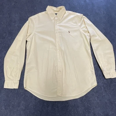 Ralph Lauren 雅茅斯纯色黄色礼服休闲衬衫牛津棉 L 码 — 第 1/4 张图片