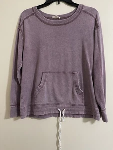 Jane And Delancey Long Sleeve Faded Waffle Knit Crew Pocket Hem Drawstring Sz M - Picture 1 of 4