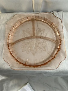 Vintage Jeanette Adam Depression Rosa Geteilt Glas Servierschale V150 - Bild 1 von 6