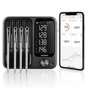 INKBIRD INT-14-BW 4-Probe WiFi Wireless Meat Thermometer with 360°Readable LCD - Picture 1 of 3