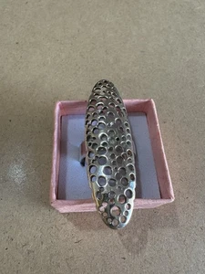 Anello Fascia Filigrana Traforato A Pallini Argento 925 12.7GR 17.6MM - Foto 1 di 3