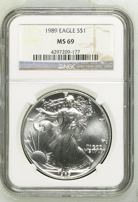 1989  American Silver Eagle NGC MS 69 - Image 1 of 2