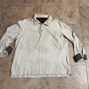Robert Graham Shirt Mens XL XLarge Paisley Gray all over L/S Polo Flip Cuff - Picture 1 of 6