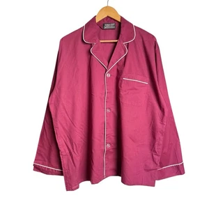 Botany 500 Vintage Pyjama Shirt Herren XL Burgund Baumwollmischung Paspeliert Schlaf Top - Bild 1 von 4