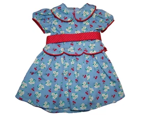 American Girl Emily Bennett Meet Kleid blau rot Kirsche gepunktet 18" Puppen - Bild 1 von 3