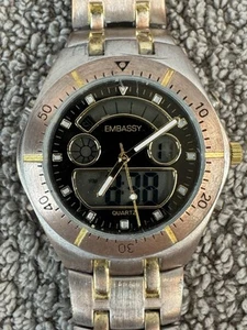 Vintage Embassy by Gruen Mens Analog Digital Watch 362-07 New Battery - Picture 1 of 6