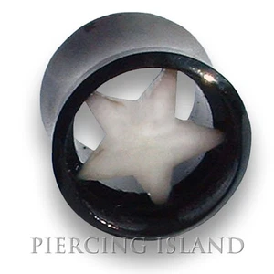 8mm - 30mm HORN BONE Flesh Tunnel Star Tube Ear Stern Plug Ohr Piercing 115 - Bild 1 von 1