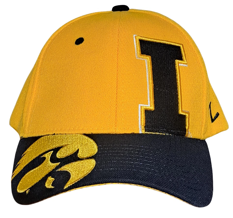 Iowa Hawkeyes Hat Cap by Zephyr NCAA Stretch Fit Black and Gold The Double Up - Image 1 of 4