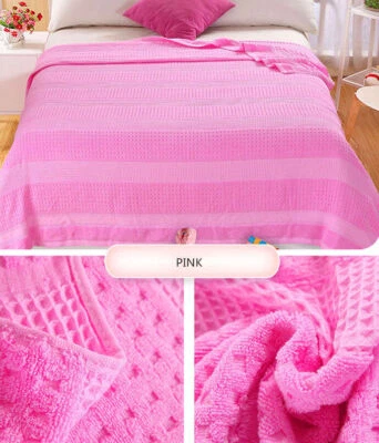 100% cotton blanket thin towel blanket super soft throws queen king size blanket - Image 1 of 4
