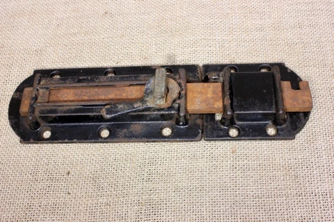 Old House Shutter Latch Vintage Rustic Cast Iron 8 7/8” Slide Bolt Vintage Stock Cover
