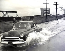 Water Skiing Street Scene Flood Disasters 1960s Original 120mm Photo Negative