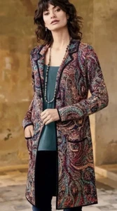 125 NWT Peruvian Connection  Cotton Jammu Cardigan Sweater Coat Jacket $298 S - Picture 1 of 11