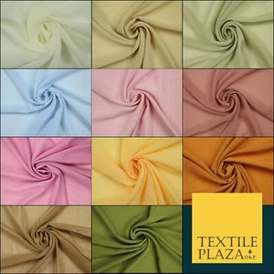 OVER 25 COLOURS - Premium Plain Dyed Crinkle Chiffon Yoryu 75D Dress Fabric 58″ - Picture 1 of 28