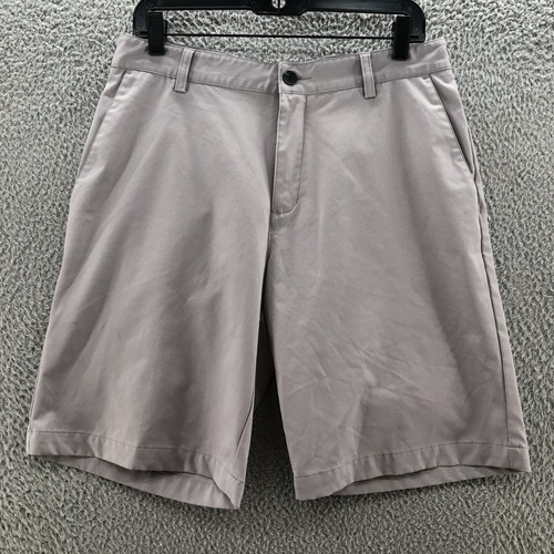 Adidas Pantaloncini Uomo 32 Chino Grigio Golf Golfer Casual Flat Front Bermuda *