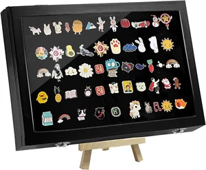 Large Enamel Pin Display Frame - 14" x 9.5" Shadow Box for Collectibles - Picture 1 of 7