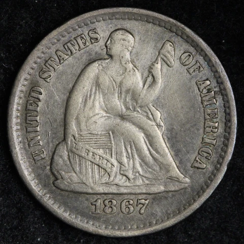 1867-S Seated Liberty Silver Half Dime CHOICE XF E209 ZBX Cover
