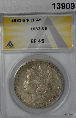 1883 S KEY DATE MORGAN SILVER DOLLAR ANACS CERTIFIED EF45 NICE PATINA! #13909 - Image 1 of 3