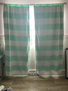 Curtains Turquoise & White Striped Blackout 84” Kids Bedroom